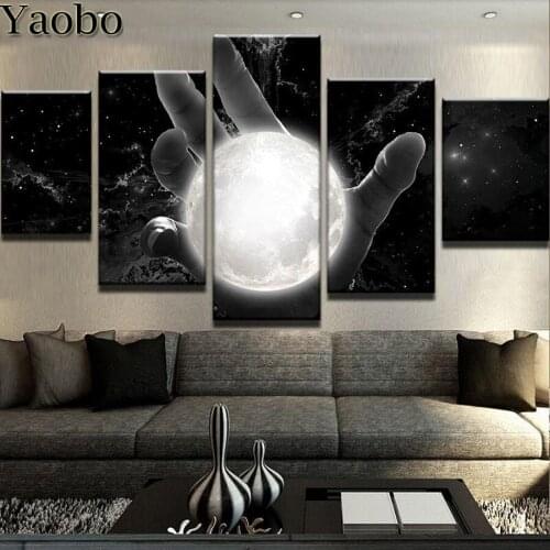 Full Square/Round Drill 5D DIY Diamond Painting 5 Pcs "Fantasy sky Moon in hand" Landscape Patterns bead Embroidery Cross Stitch