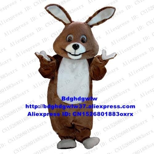 Long Fur Brown Easter Bunny Osterhase Rabbit Hare Mascot Costume Adult Character Affection Expression High Street Mall zx2049