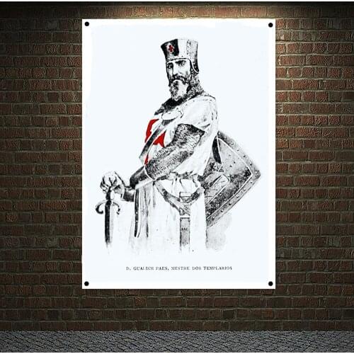 Christ Knight Flag Banner Medieval Warrior Armor Painting Hang on the wall 4 grommets Custom Flag indoor Decor Knight Templar y6