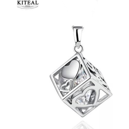 KITEAL 2018 New Fashion European Style High Quality Shining Zircon Geometrical Heart Shape Necklace Pendant for Female Jewelry