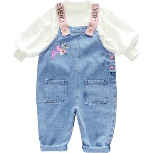 Spring Baby Boy Clothes Set Baby Long Sleeve Shirt Tops And Toddler Kids Denim Overalls 2pcs Baby Clothes Girl Outfits Pullover