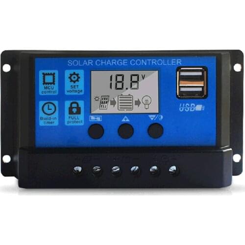 Mppt Solar Charge Controller 12V/24V Solar Panel Battery Controller Regulator Solar Charge Controller With Dual USB LCD Display