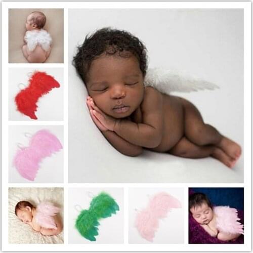 Baby Newborn Angel Wing Costume Photo Photography Props Outfits Solid Color Angel Feather Wing Girls Boys Baby Photograph Props