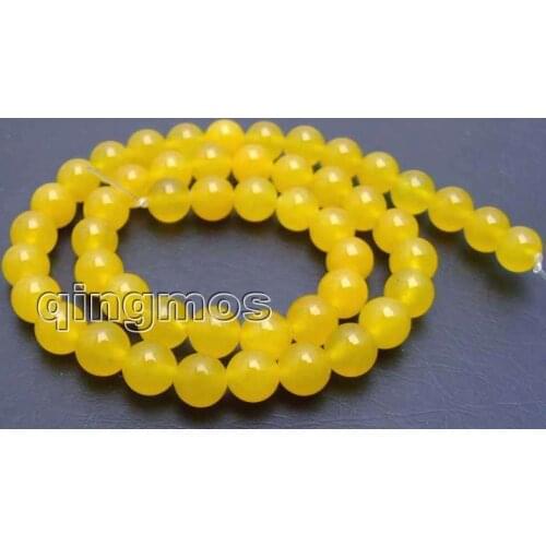 High quality 8mm Round Yellow Stone loose beads strands 15"-los515