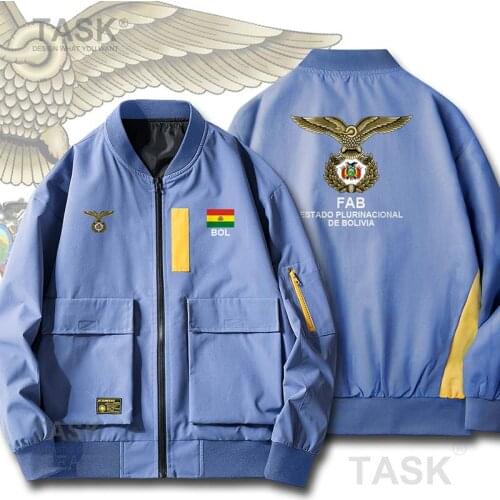 Military Army Jackets Air Force Bolivia Bolivian BOL BO Men Flight Pilot Air Force Coats Military Motorcycle Zipper Jackets Coat