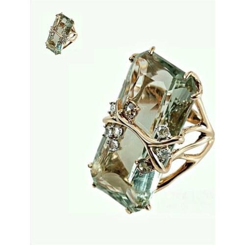 Fashion Vintage Peridot Gold Color Gem Plated Ring For Women Men Wedding Finger Decoration Jewelry Accessories Size 6-10