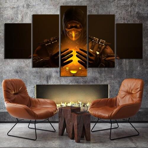 Modular Canvas Pictures Wall Artwork 5 PiecesPcs Mortal Kombat Game Final Fight Painting Home Decor Prints Poster Living Room