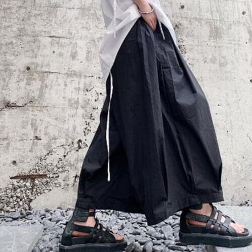 Mens pants slouchy casual wide-leg pants mens slouchy nine-minute pants culottes Japanese yamamoto style street hip-hop shorts