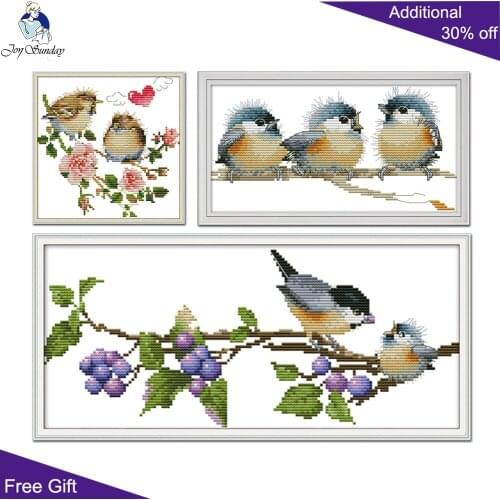 Joy Sunday DA232 DA233 DA264 14CT 11CT Counted and Stamped Home Decor Feed Birds Needlework Embroidery DIY Cross Stitch kits