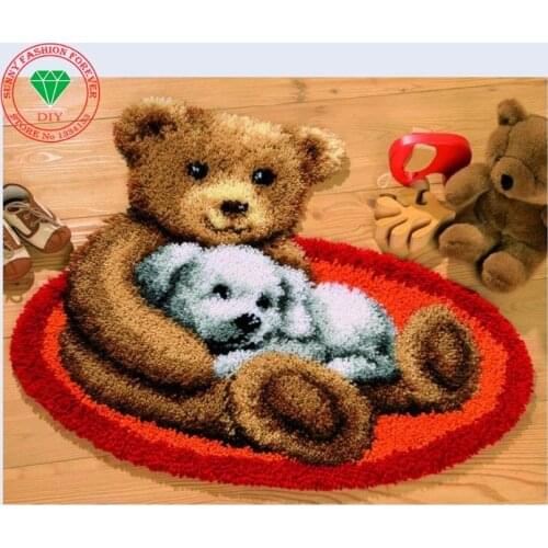 Cartoon Bear Latch hook rug kits DIY Needlework carpet kids sets embroidery Stitch threads Carpet embroidery cross-stitch kits