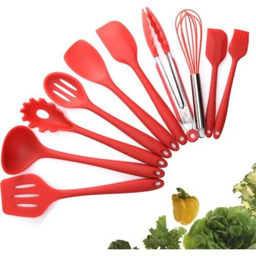10Pcs Heat Resistant Silicone Cookware Set Nonstick Cooking Tools Baking Tool Kit Egg Beaters Spoon Utensils Kitchen Accessories