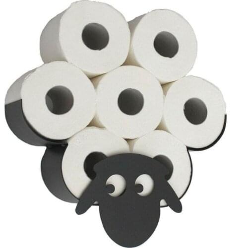 Kitchen Sheep Toilet Paper Roll Holder Bathroom Wall Mounted Loo Rolls Storage Metal Rack Mount Hold up 7 Rolls Novelty