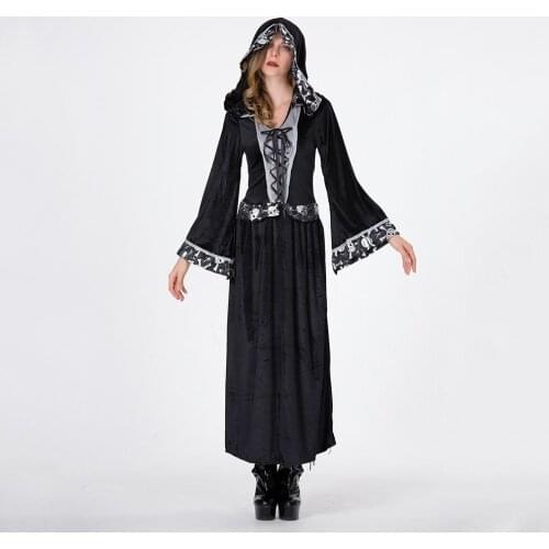 New Arrive Women skeleton Witch Evil Costume Black ghost Cosplay costume for Halloween masquerade Fancy Dress