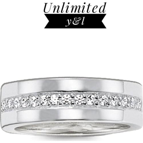 Single Row White Cubic Zirconia Rings Fashion Jewelry Accessories for Women and Men Eternity Love Gifts