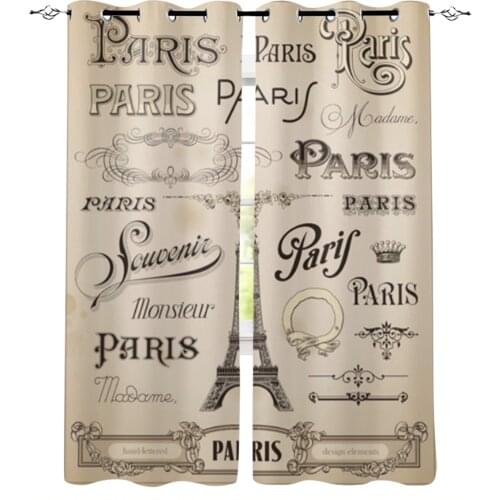 Paris Eiffel Tower Windows Curtains for Living Room Child Bedroom Window Treatment Blinds Kitchen Curtains