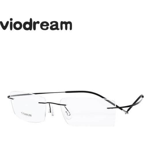 Viodream Unisex Ultra Light Titanium Rimless Glasses Prescription Eyewear Eyeglasses Frames Glasses Clear Lens Oculos De Grau 55
