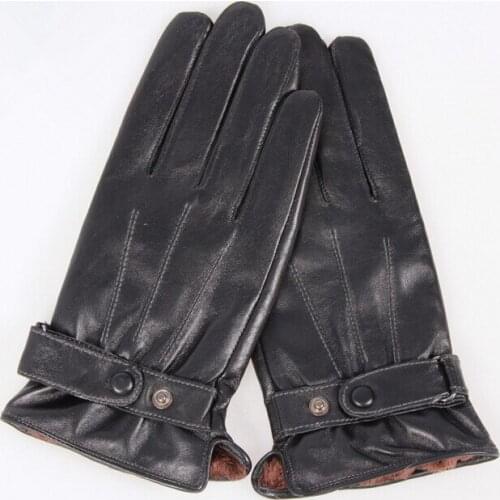Autumn and winter mens Genuine leather sheepskin leather gloves male thermal motorcycle gloves winter thicken warm gloves
