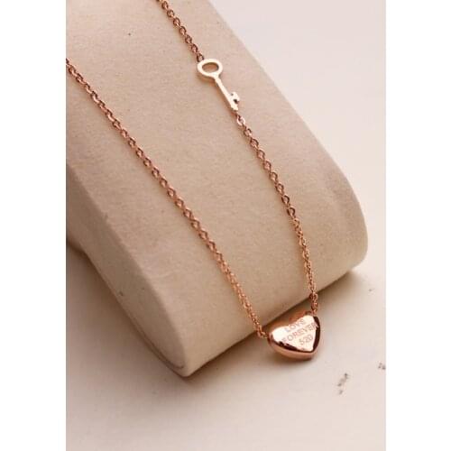 YUN RUO Rose Gold Color Heart Key Shape Pendant Necklace New Arrival Woman Titanium Steel Jewelry Birthday Gift Free Shipping