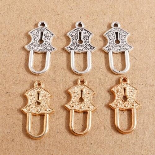 20pcs 13*24mm Lock Charms for Jewelry Making Antique Gold Silver Color Pendant Necklace Bracelets Accessories DIY