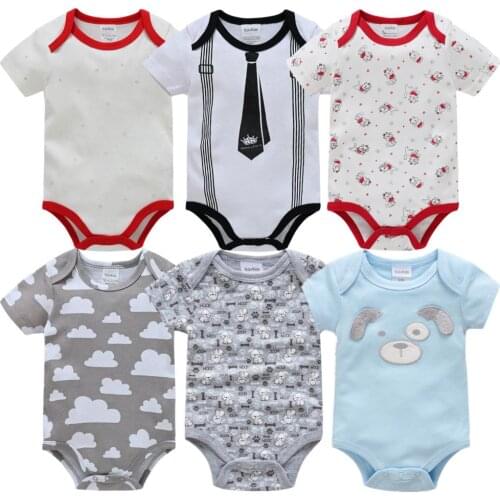 Roupas Bebe De Summer Newborn Baby Boy Girl Romper Short Sleeve Jumpsuit Cartoon Animal Printed Baby Rompers 6PCS Baby Clothes