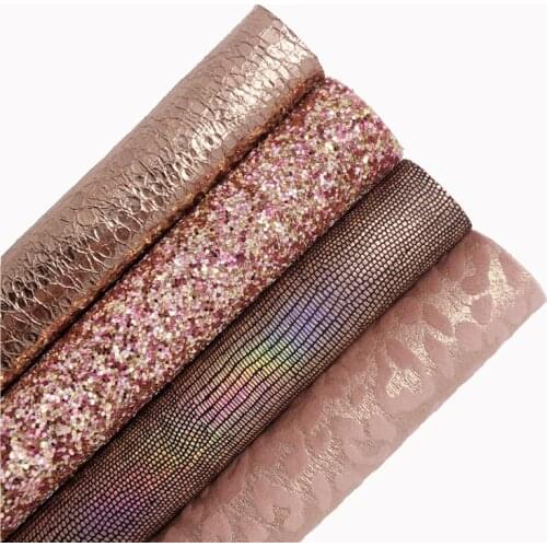 Pink Chunky Glitter Leather Fabric Iridescent Lizard Synthetic Leather leopard Soft Velvet Leather For BOWS DIY 21X29CM G543