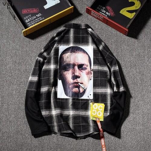 VERSMA Korean Harajuku Stranger Things Printed Plaid Shirts Men Women Hip Hop Urban Streetwear Oversized Shirt Male Dropshipping