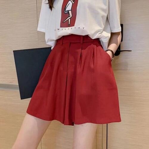 Women Fashion Summer Wide Leg Short Pants Office Lady Elegant Solid Loose Shorts Female Leisure High Waist All-match Trousers