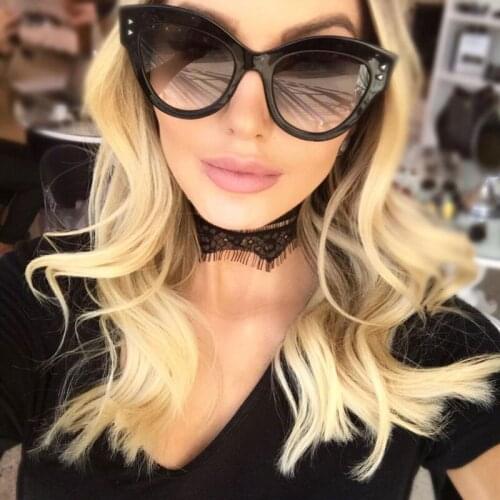 Luxury Cat Eye Sunglasses Women Brand Designer Retro Vintage Sun Glasses Women Female Ladies Sunglass Lunettes de soleil 1452R