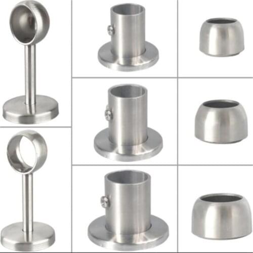 Stainless Steel Closet Rods Round Tube Pipe Support Brackets Flange Base Fixed Drying Hanger Wardrobe Accessories Furniture
