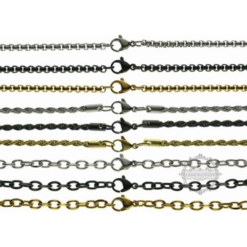 50-60cm stainless steel silver gold black rolo twist thick necklace chain DIY jewelry supplies 1320003