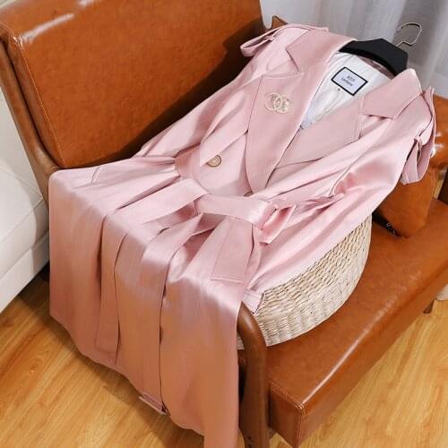 High-end Womens Trench Coat Spring Autumn 2021 New Double Breasted British Style Womens Coat White Pink Windbreaker B1119