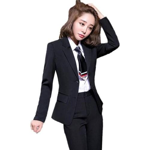 2019 New Blazer Suit Set For Women Slim Pant Suit Office Lady Elegant 2 Piece Set Women Business Suits Female Work Wear Suit W39