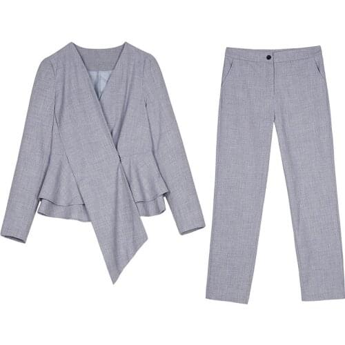 Two Piece Set Office Lady Blazer And Trousers Vintage Elegant Fashion Long Sleeve Blazer Office Wear Women Suits Female Sets