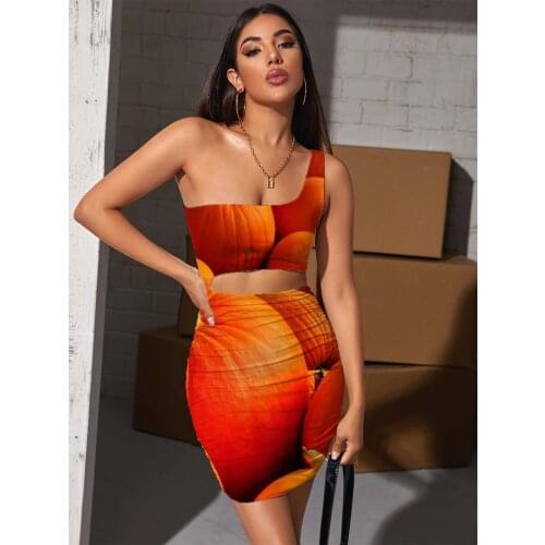 Giyu Brand Pumpkin Dresses Women Halloween Bodycon Dress Yellow Vestido Sexy Harajuku Hollow out Dresses Womens Clothing