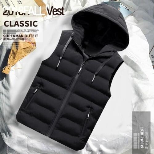 Crocodile brand Vest Men Winter Sleeveless Jacket Men Down Vest Mens Warm Thick Hooded Coats Male Work Waistcoat