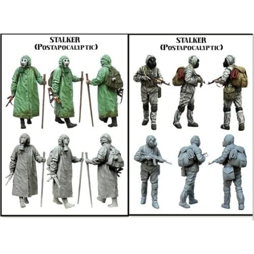 1/35 Scale WW2 Soviet stalker biochemical soldier 2 People Miniatures WWII Unpainted Resin Model Kit Figure Free Shipping