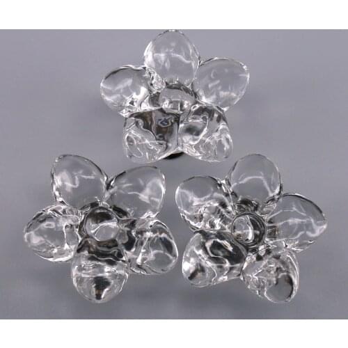 10PCS 43mm*33mm Clear acrylic flower Door Pull Handle Transparent Knobs Kitchen Cabinet Drawer knobs