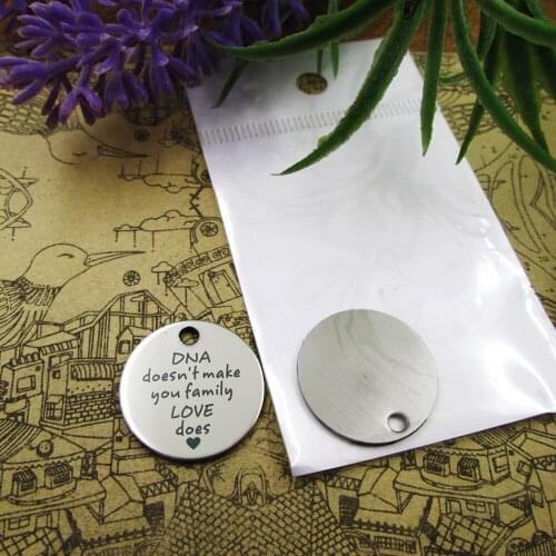 10pcs--"DNA doesn't make you family ..."stainless steel charms 5 styles for choosing DIY Charms for necklace bracelets