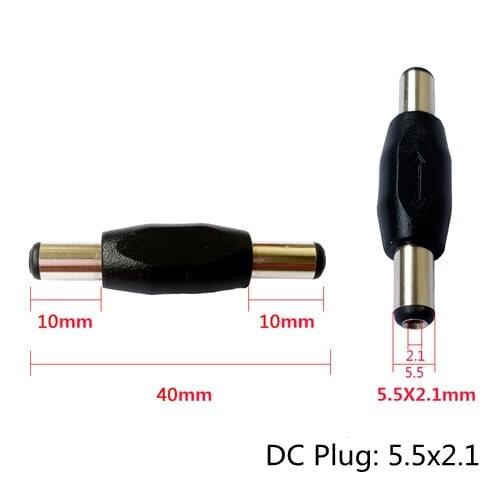 10Pcs Sample PVC 5.5*2.1mm Male To Male DC Power Plug Header Adapter