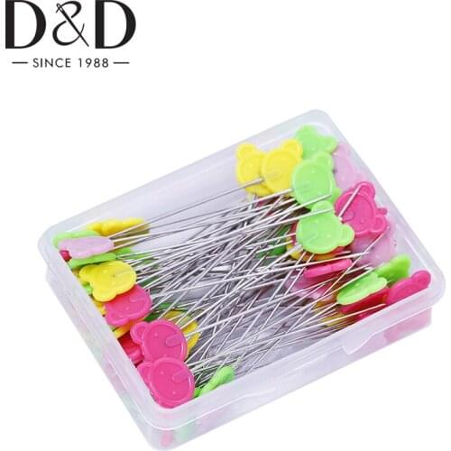 100pcs Colorful Head Pins 53mm Dressmaker Pins Stainless Steel Quilting Pins for Sewing Jewelry Marking DIY Sewing Tools