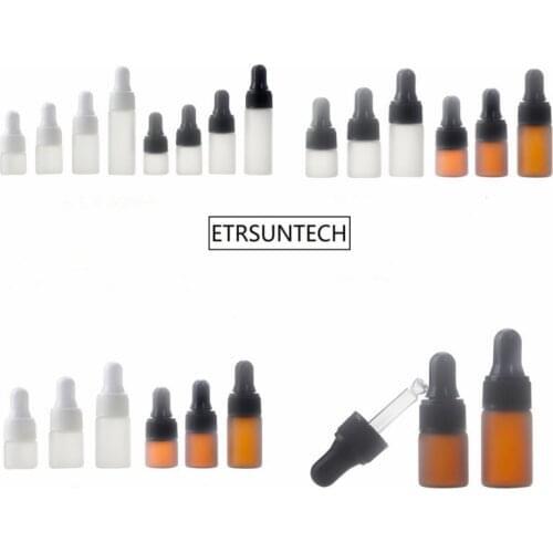 1000pcs 1/2/3ml Empty Glass Frosted Dropper Bottle Essential Oil Pot Small Perfume Cosmetic Container Refillable Travel F3743