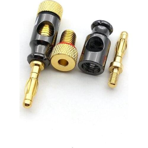 2pcs Gold Plated 4mm Banana plug Speaker Wire Cable Screw 4mm Plug Connector