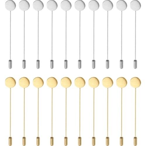 20pcs Copper Round Base Tray 1.2cm Lapel Pin Brooch DIY Handmade Crafts