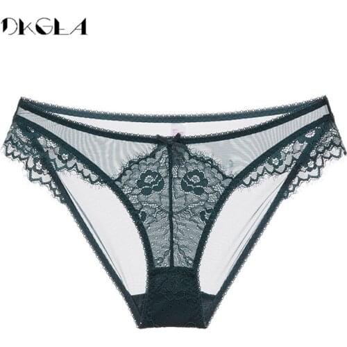 2020 New Soft Briefs Plus Size XXL XL L Low-Rise Women Lingerie Lace Panties Green Transparent Underwear Sexy Panty Embroidery