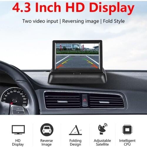 4.3 Inch HD Foldable Car Rear View Monitor Reversing Camera TFT LCD Display Night Vision Backup Camera for Parking Reversing
