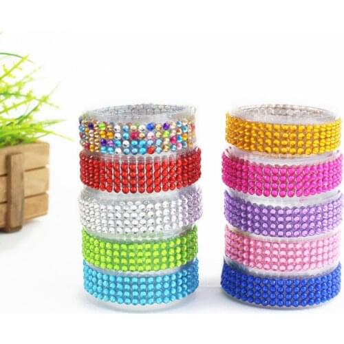 50cm fashion Crystal Colorful Acrylic Self-Adhesive Rhinestones Sticker Tape for cloth and phone DIY crafts accessiories