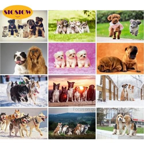 5D DIY Diamond Painting Dog Family Picture Full Square Drill Resin 3D Dimond Mosaic Animal Diamont Embroidery Sale Cross Stitch