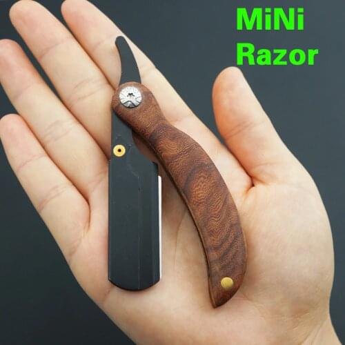New Blades Shaving Razor MiNi Mens Razor Redwood Handle Barber Hair Cut Razor Portable Change Blade Type Shaving Knife