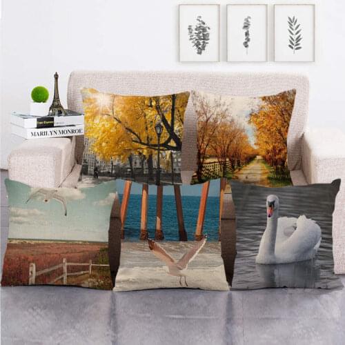 45cm*45cm Autumn scenery design linen/cotton pillow covers sofa pillowcase cushion cover decorative pillows