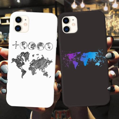 World Map Travel Airplane phone case For iPhone X XR XS MAX 8 7 6S Plus SE2 Silicone Soft Back Cover For iPhone 11 12 Pro Max
